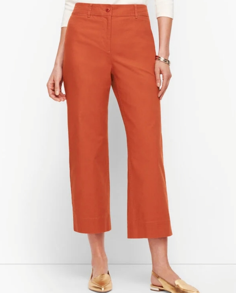 Talbots Cropped Wide-Leg Pants in Rust Orange